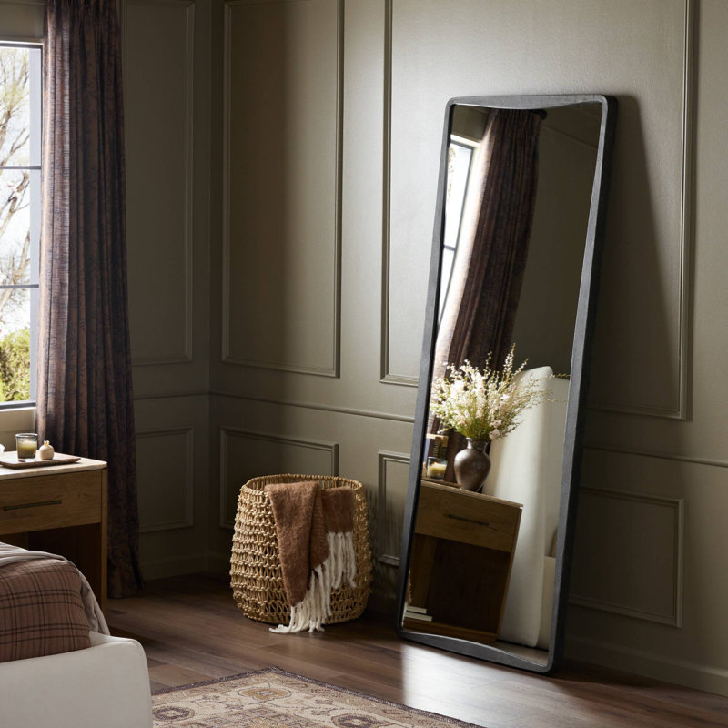 Regis Rectangle Floor Mirror, Hammered Gray