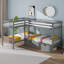 Lit superposé simple en L en bois massif avec tiroirs et échelle, lit superposé d'angle en bois pour enfants, adolescents, adultes-1523199788