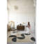 Tapis décoratif multicolore noir et beige à motif de cercles multicolores-805622621