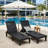 Black Outdoor Lounge Chair Set (Two Pieces), 5-Position Adjustable Sunbathing Lounge Chair, Waterproof, Lightweight, Suitable For Lawns And Poolside Relaxation.-1285348680