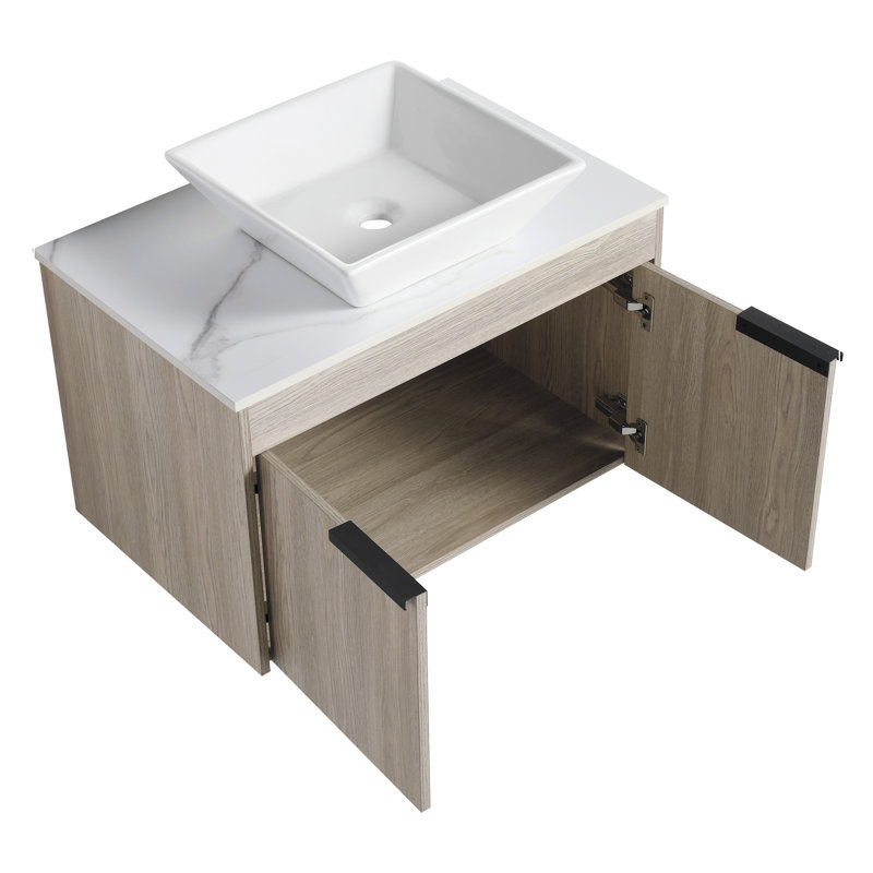 Ensemble de meuble-lavabo mural 30 po avec lavabo en céramique Modern Design