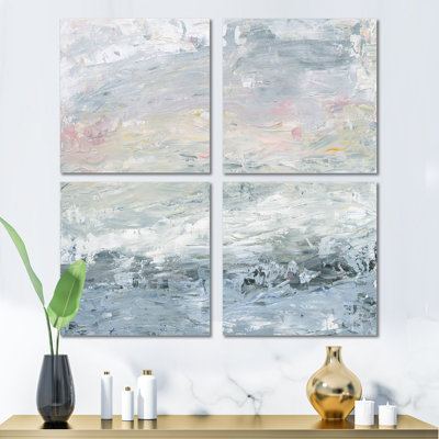 «Gray Abstract Watercolor II», ensemble de 4 reproductions d'art sur toile