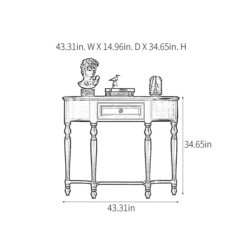 Console American Retro, H 34,65 po x l 43,31 po x P 14,96 po, Blanc