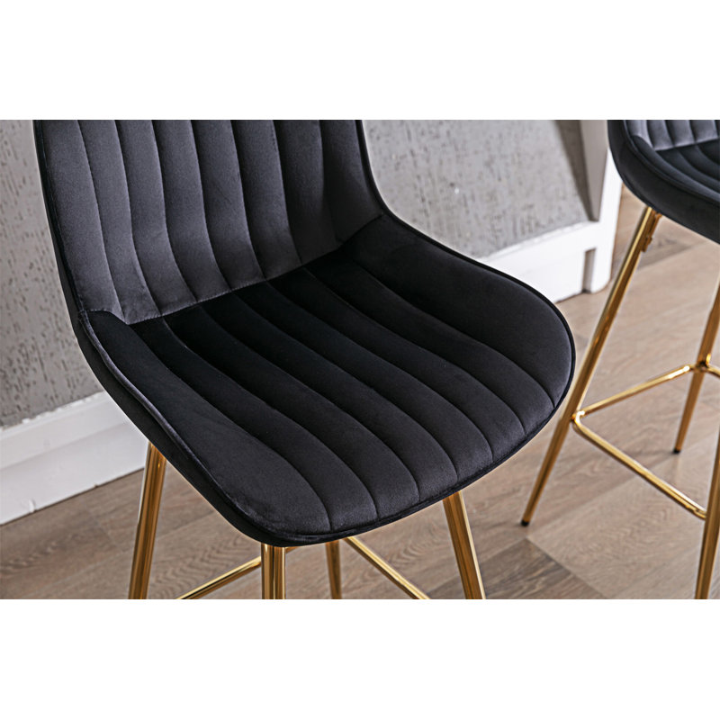 Ensemble de 2 tabourets de bar, Noir, Tabouret de comptoir (siège d'une hauteur de 26 p