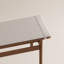 Banc en bois massif minimaliste avec coussin en lin amovible Addisin-1801540505