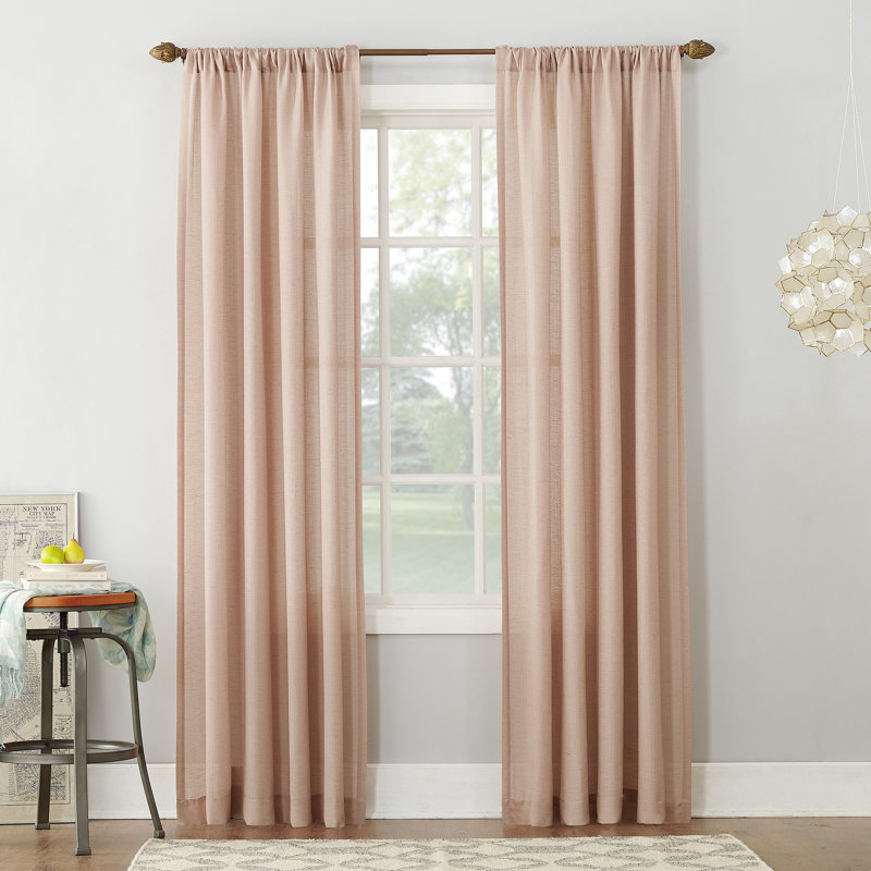 Linen Blend Semi-Sheer Rod Pocket Curtain Panel - Basics by Wayfair™, Blush, 54" W x 84" L