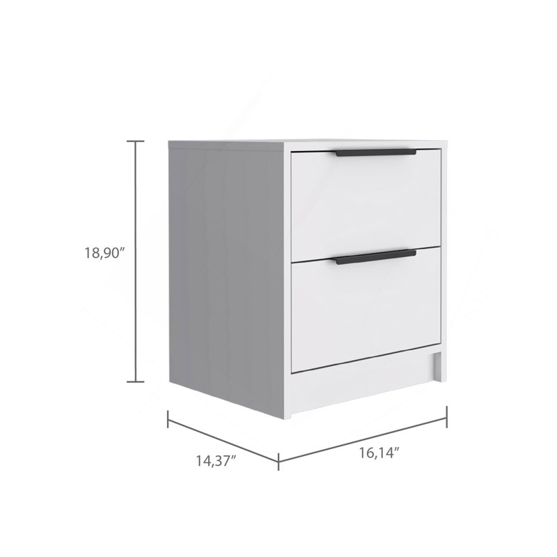 Cannon 2-Drawer Nightstand White, White