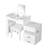 3-In-1 Makeup Vanity Desk With Flip-Top Mirror, LED Lighting, Adjustable Length & Ample Drawers - Stylish Multi-Functional Dressing Table For Home, White-1180670456