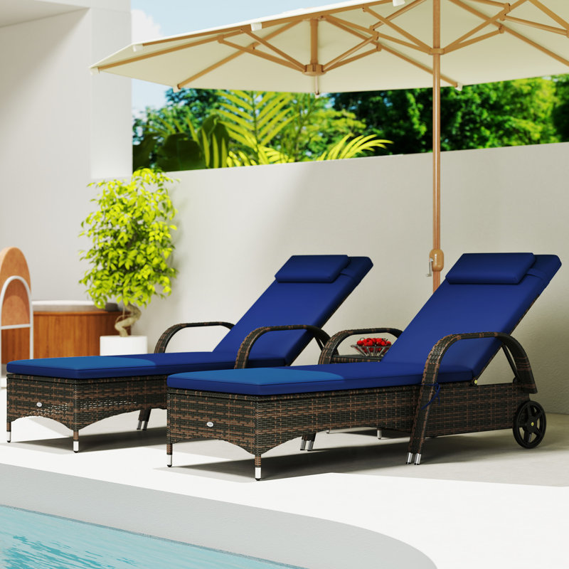 Ensemble de chaises longues inclinables 78,75 po Idou avec coussins et table