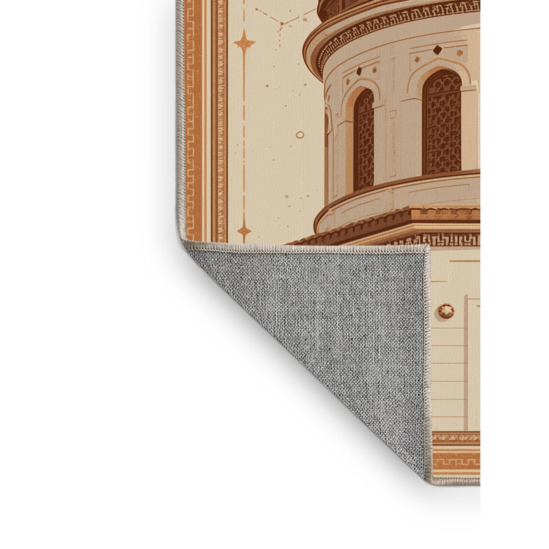 Tapis oriental beige classique lavable à la machine Paizley, 7 x 10