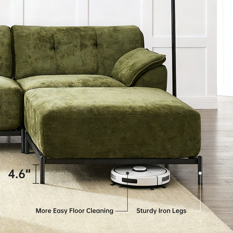 Canapé modulaire en L revêtu de chenille Modern, Green