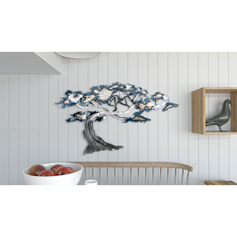 Handmade Traditional Landscape & Nature Wall Decor on Metal, Silver