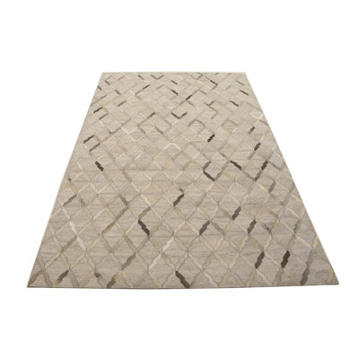 Tapis argenté en cuir 5X8