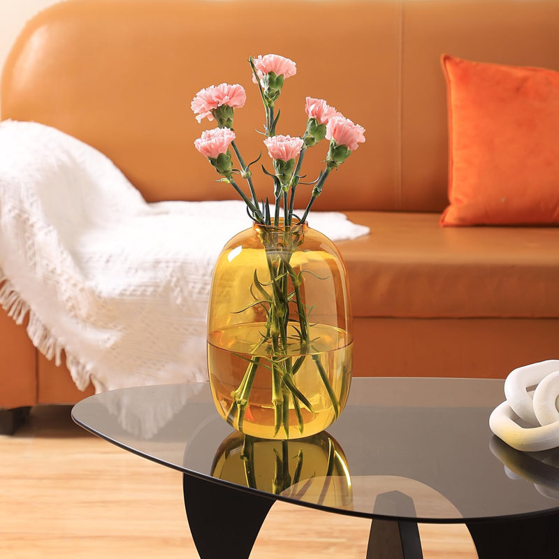 Vase de table en verre Narron, Jaune
