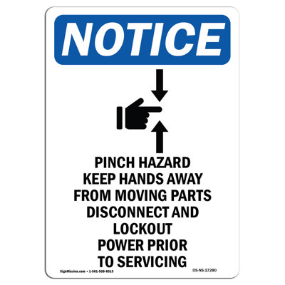 Pinch Hazard Keep Sign with Symbol -  SignMission, OS-NS-A-1824-V-17280