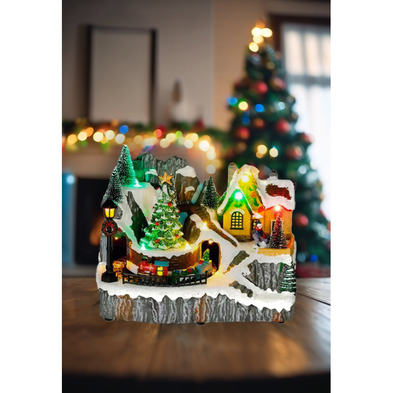 Scène de train avec arbre de Noël - Collection Christmas Village par F07N5-11D
