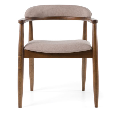 Cohen - Chaise de salle à manger en tissu brun clair de style Mid-Century moderne et noyer