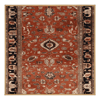 Machine Washable Persian Brown Area Rug