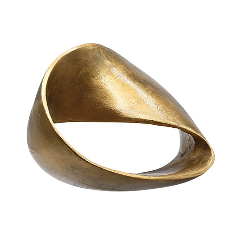 Textured Brass Abstract Metal Sculpture, 6.75" H x 8.5" W