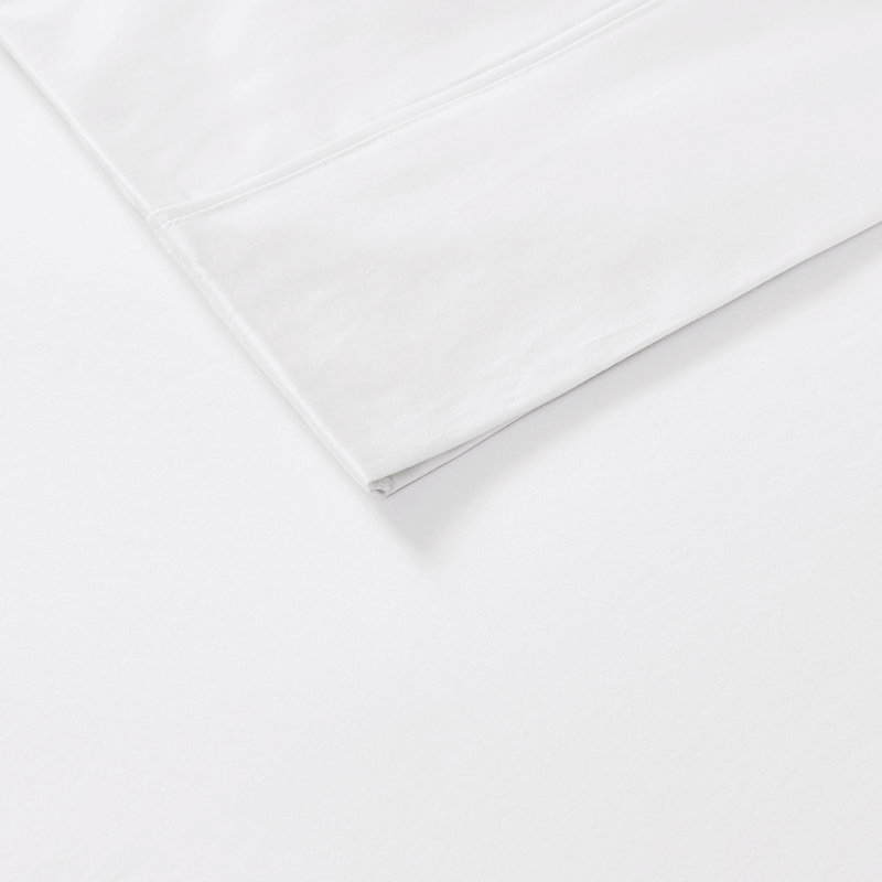 Ensemble de draps en satin de coton 800 fils 800 fils, Blanc, Ensemble de draps pour très grand lit divisé + 2
