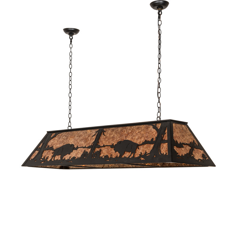 60" Long Buffalo At Lake Oblong Pendant