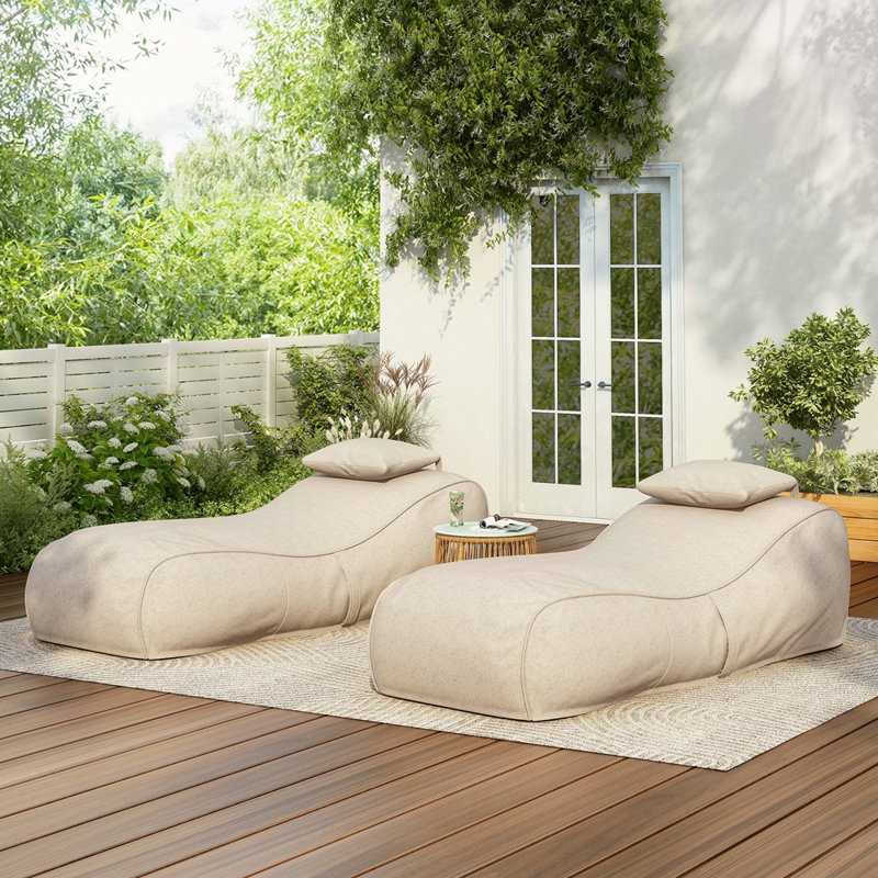 Fauteuil à billes d'extérieur, ensemble de 2, Beige