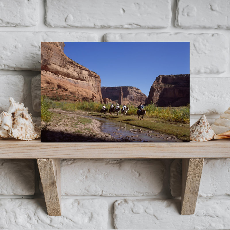 Five people horseback riding Spider Rock Canyon De Chelly Arizona USA 1 Piece Wrapped Canvas Wall Art