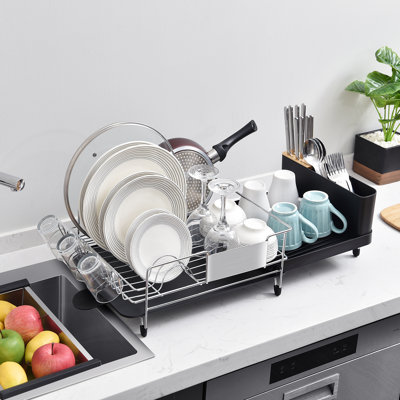 Expandable Stainless Steel Kitchen Dish Rack,Extra Large Capacity Dish Drainer,Adjustable Dish Drying Rack,Plate Rack