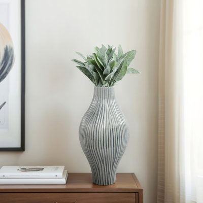 Karly Chiseled Pottery Earthenware Decorative Vase Textured Accent Piece for Stylish and Modern Decor