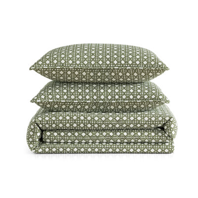 Tommy Bahama Trellis Texture Cotton Reversible Green Quilt Set