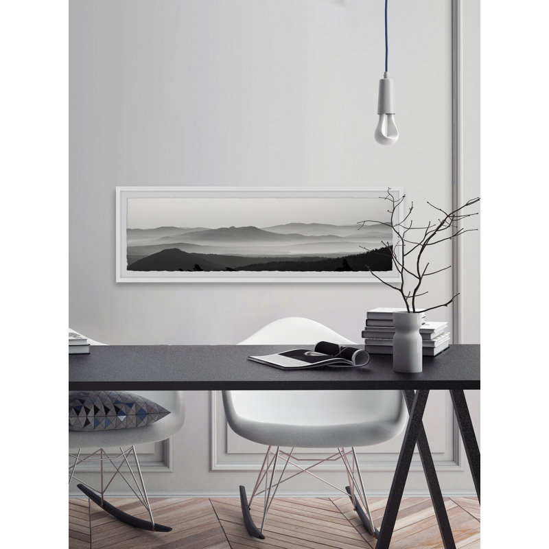 Foggy Mountains - Single Picture Frame Print, 25cm H x 76cm W