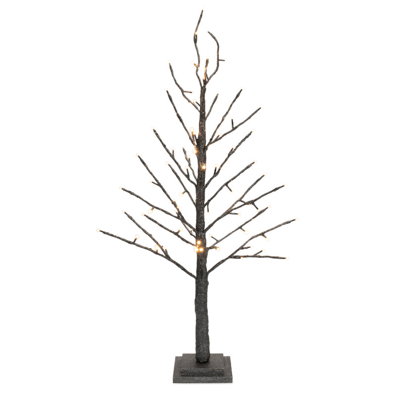 LED Glittered Twig Tree, 36" H x 17" W x 17" D, Brown