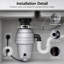 Broyeur à déchets 1HP Sliver, broyeur en acier inoxydable ultra silencieux à 4 étapes, broyeur de déchets alimentaires à alimentation continue