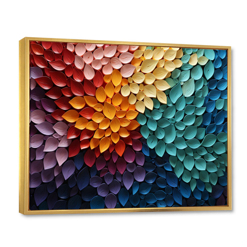 «Hardedge Art», Harmonic Fusion III, Cadre flottant doré, H 30 po x l 40 po x P 1,5 po
