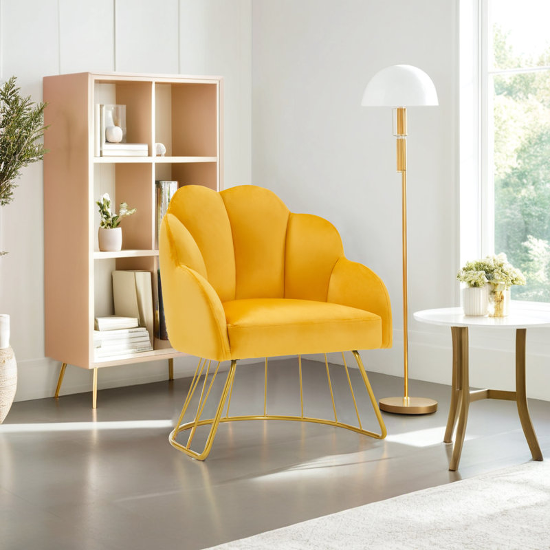 Accent Chair for Home and Spa, Orange Cotton Blend