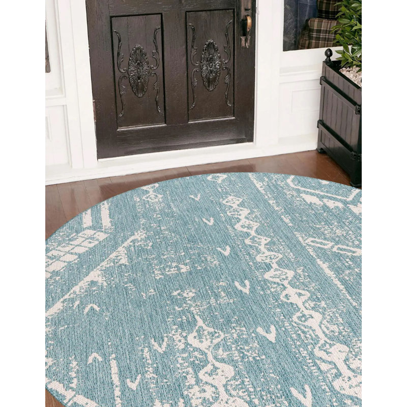 Tapis intérieur / extérieur en polypropylène tissé à la machine Medford, Rond 3 pi 3 po