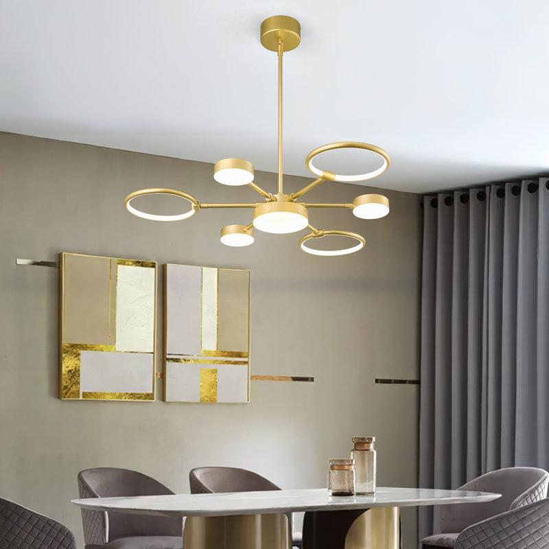 Luminaires suspendus ronds modernes Modern Industria, Or, 7 lumières