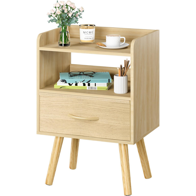 Table de chevet à rangement ouvert, Natural