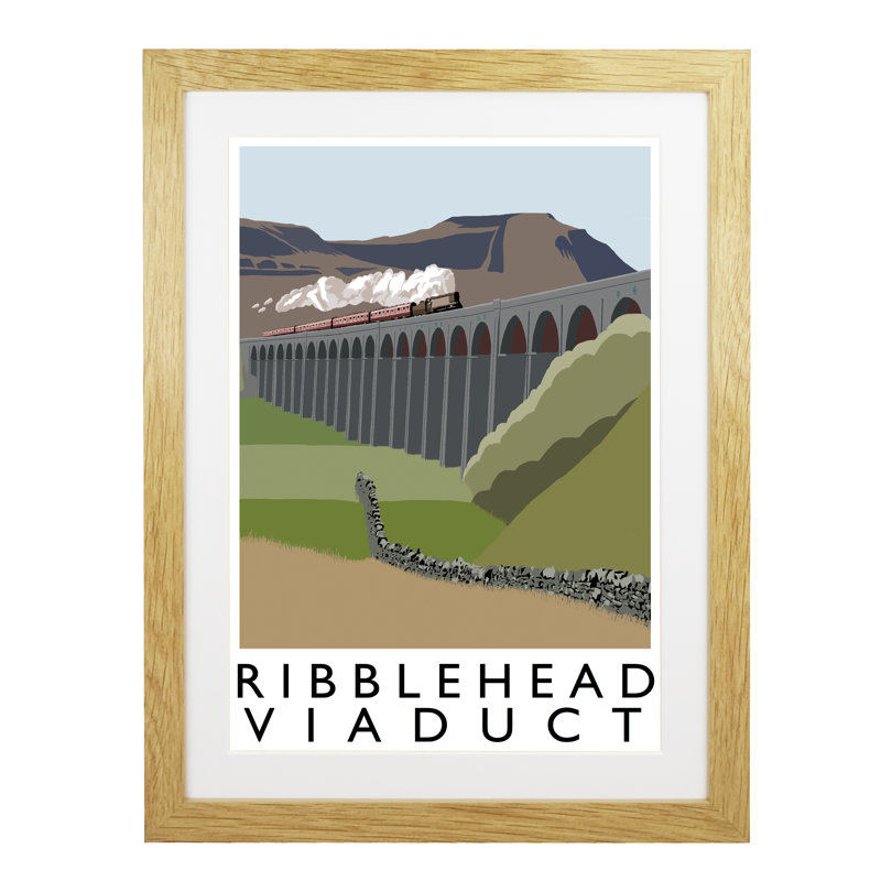 'Ribblehead Viaduct' by Richard O'Neil - Print, Oak Wood Frame, 43.5 cm H x 33.5 cm W x 2.2 cm D