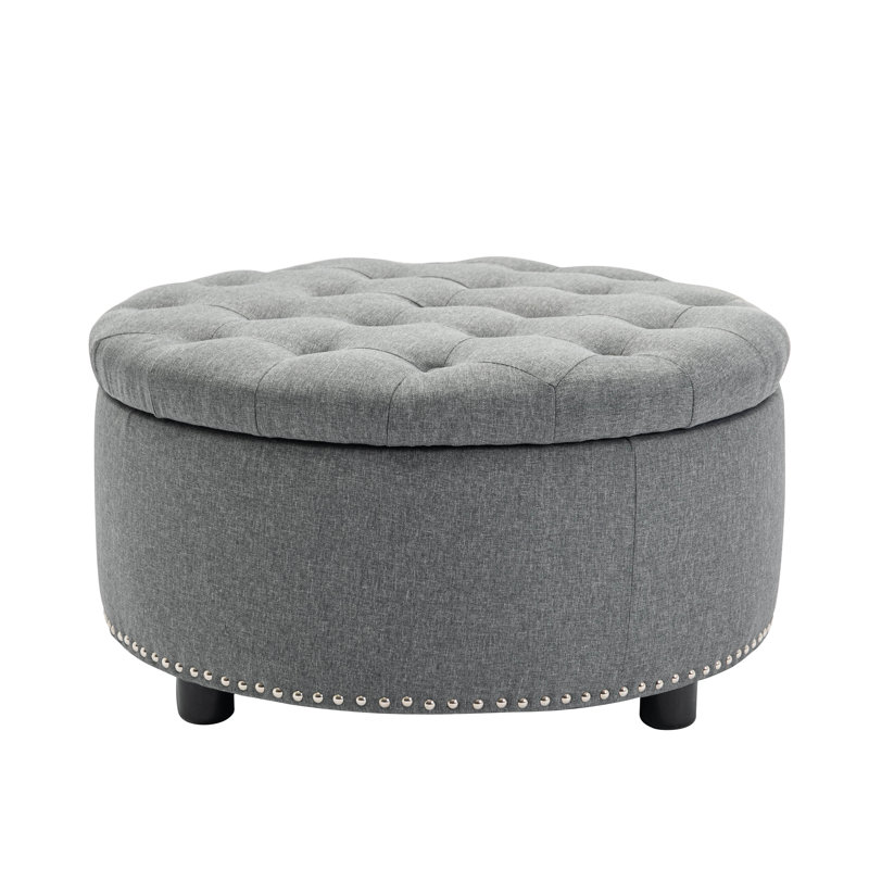 Alessandro Fabric Upholstered Storage Ottoman, Dark Gray Polyester Blend