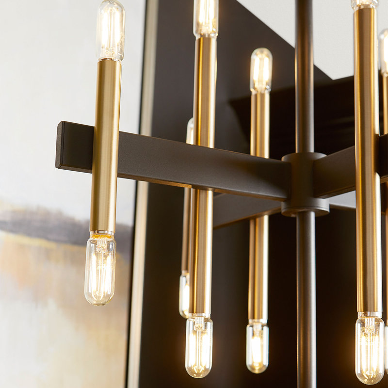 LUXE 16 Light chandelier- Black/Aged Brass