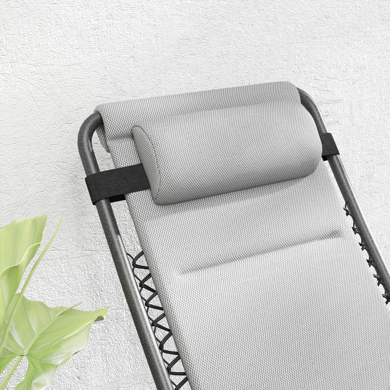 Zero Gravity Chairs Set of 2, Reclining Folding Zero Gravity Lounge Chair, Outdoor Lounge Chairs with Cushion, Headrest, and Cup Phone Holder Tray for Patio, Beach