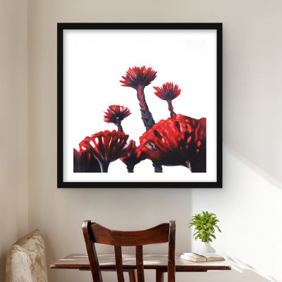 Red Tropical Flowers - Exotic Framed Print for Bedroom Decor