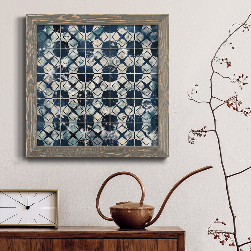 Toile encadrée de qualité supérieure Tile-Dye - prête à être accrochée, H 31,5 po x l 31,5 po x P 1,5 po, Encadré gris