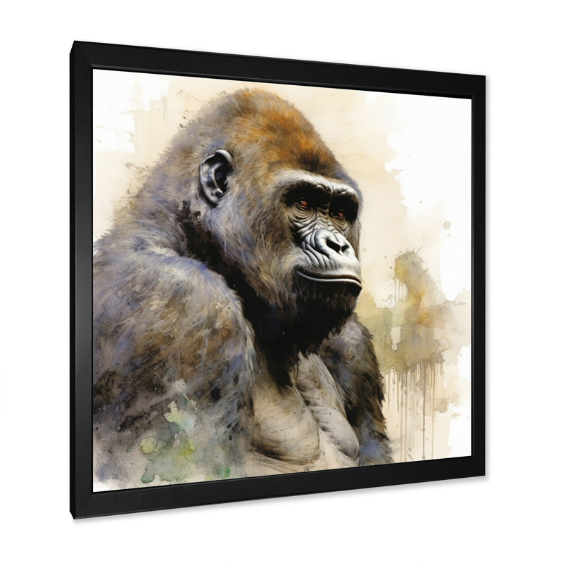 «Powerful Gorilla Primer I» sur toile, H 30 po x l 30 po x P 1 po, Cadre simple noir