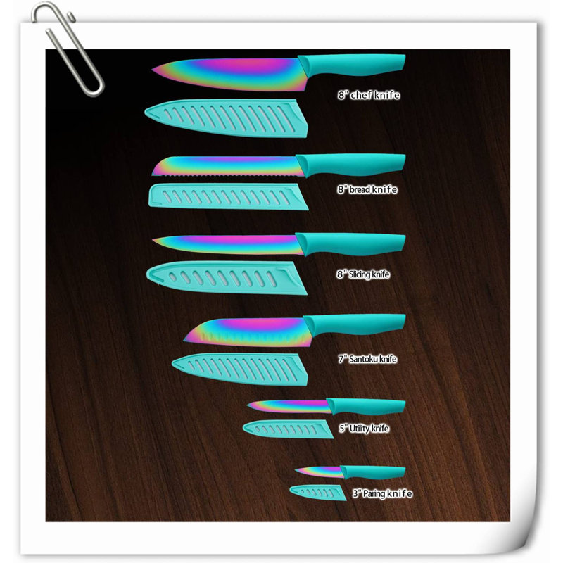Rephen Knife 6 Piece Assorted Knife Set, Teal