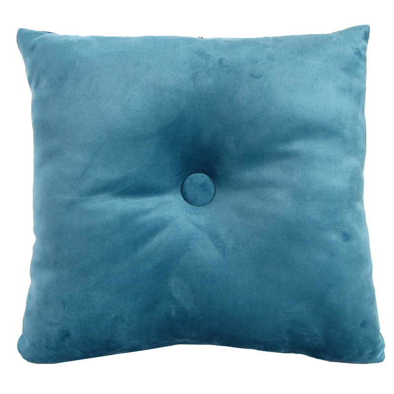 16" x 16" Tufted Indoor Throw Pillow with Button, Fairview Teal, 18"H x 18"W