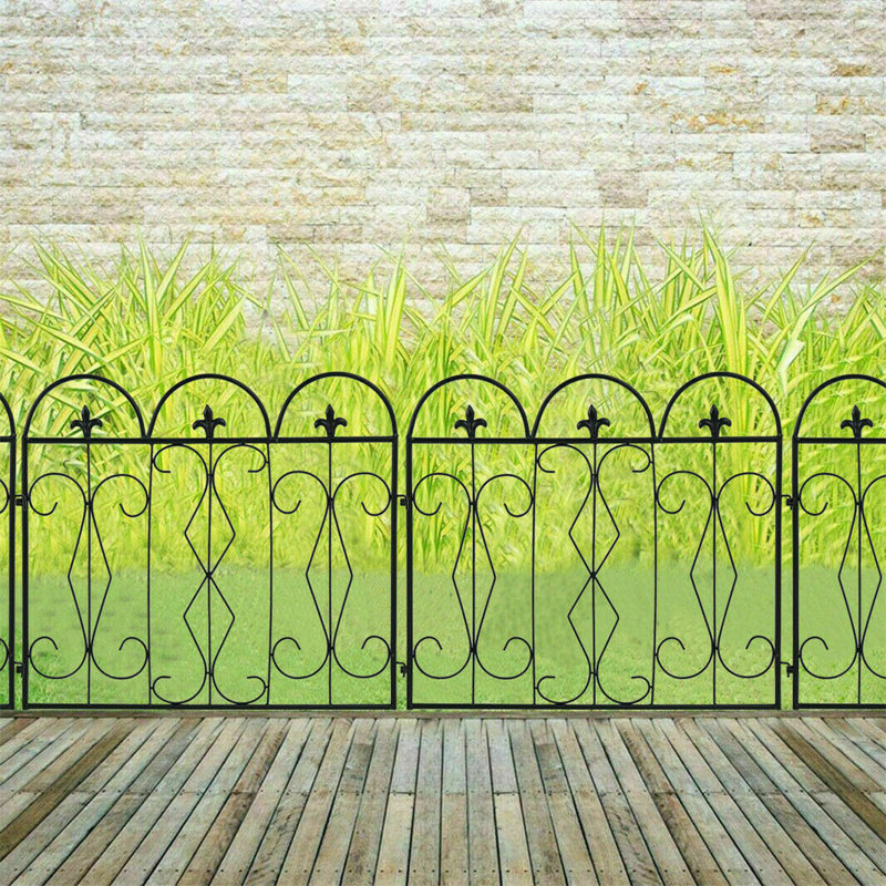 Coeymans 70cm H x 61cm W Metal Fence Panels Included, Black