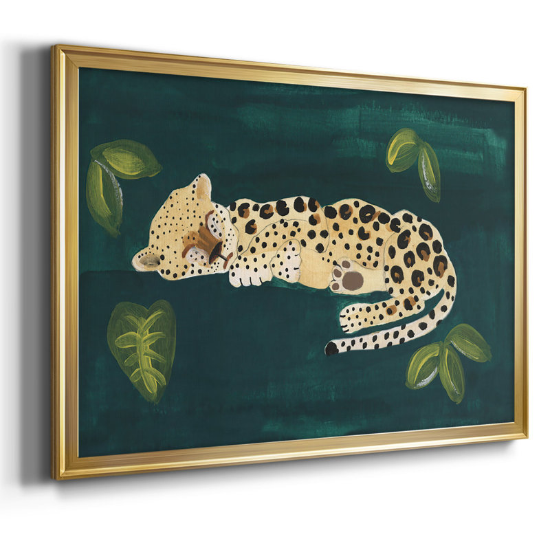 Lethargic Leopard II, reproduction d'art sur toile encadrée, Or, H 26 po x l 38 po x P 1,5 po