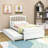 Twin Size Platform Bed with Trundle and Headboard-1108293096